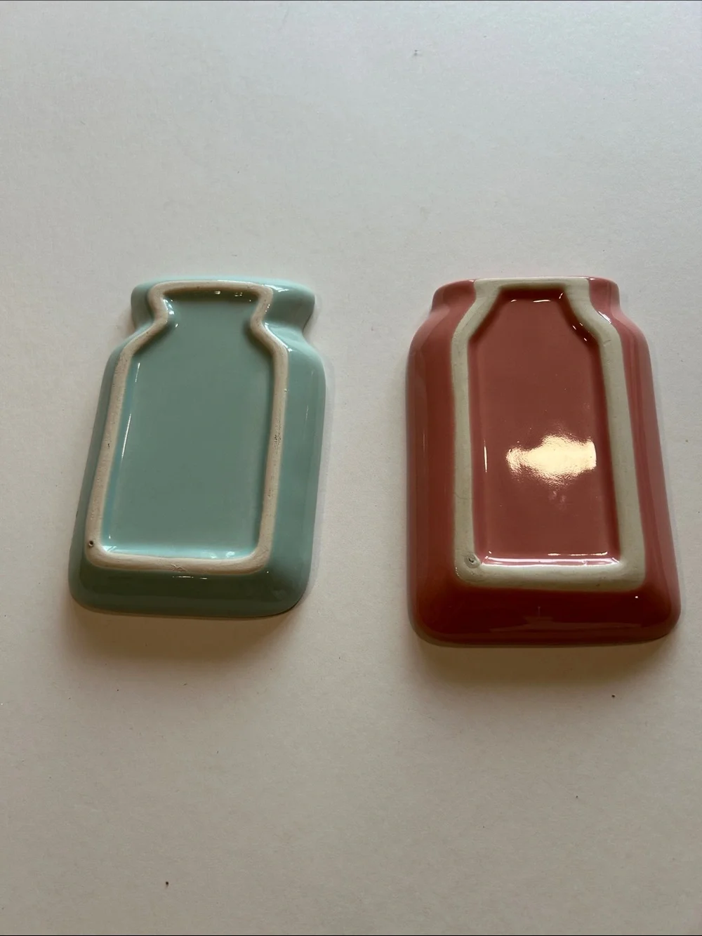 Ceramic Mason & Yogurt spoon rest Dishes - Pink and Mint